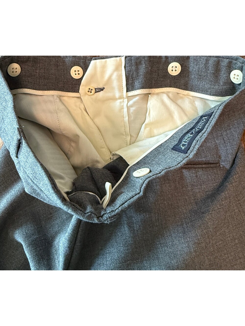 Vintage Lands' End Men's 32x34 Gray Wool Pleated Dress Pants Made USA - Picture 5 of 7